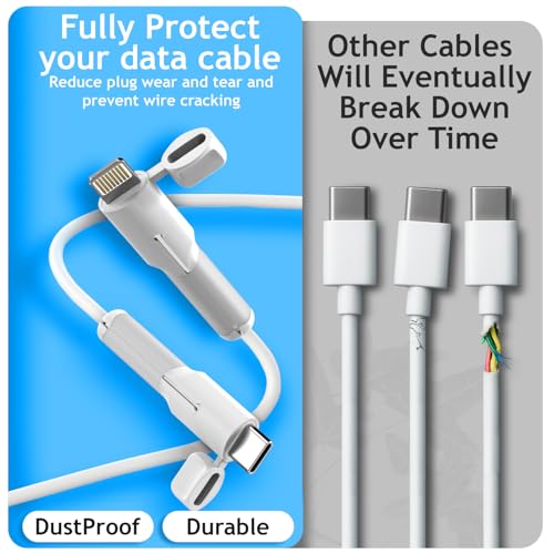 Sounce Cable End Protector for Type-C to Type-C Apple Lightning Cable – Waterproof and Dustproof Silicone Cap, Anti-Bend Cable Saver and Organizer, Only for Apple C to C Charging Cables, White - Image 2