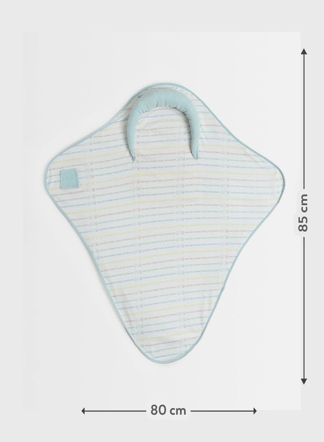 Mi Arcus Peanuts Prnited White and Sky Blue Snug Pod Baby Wrapper Swaddle Easy to Carry and Travel-Friendly, 0-6 Months for Girls Boys Infants 85x80 cm - Image 3