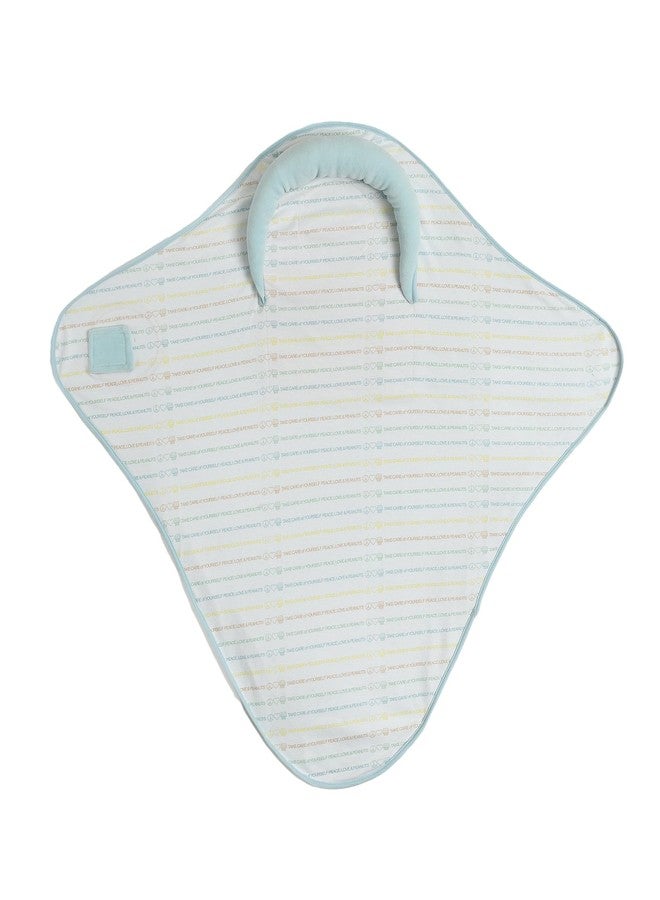 Mi Arcus Peanuts Prnited White and Sky Blue Snug Pod Baby Wrapper Swaddle Easy to Carry and Travel-Friendly, 0-6 Months for Girls Boys Infants 85x80 cm - Image 1