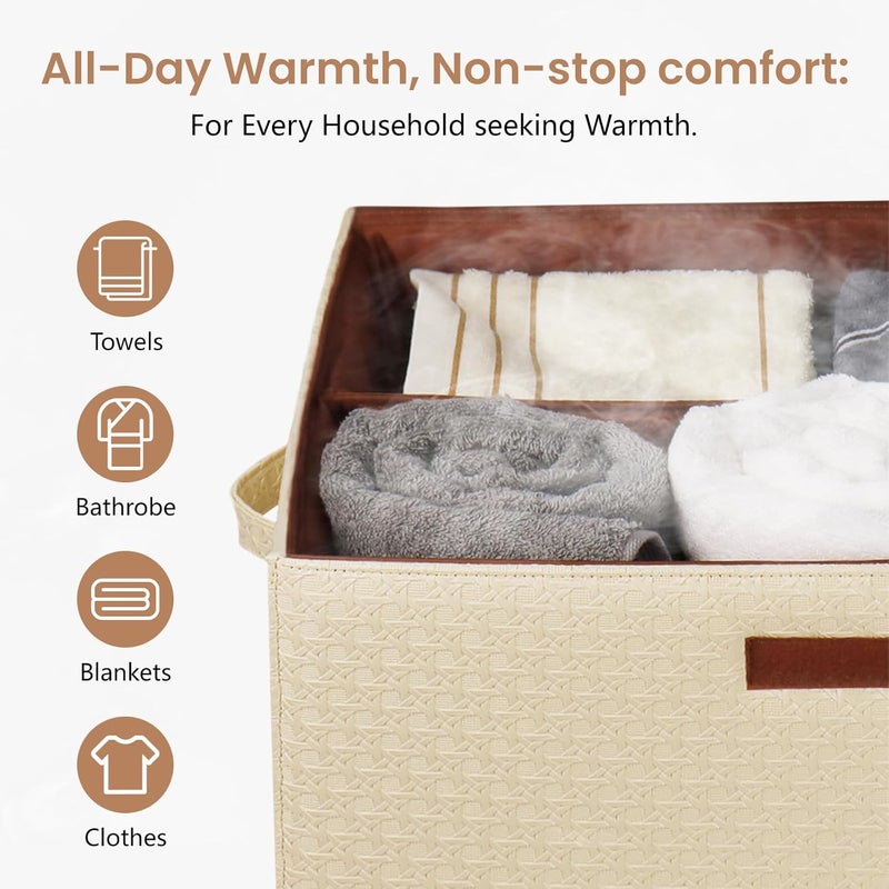 Kdti Towel Warmer Bucket - 36L Hot Towel Warmer for Bathroom & Home Spa, Fits 3 Oversized 40"x70" Towels/Bathrobes/Blankets, Auto Shut Off & Adjustable Timer (Countertop- Geometric Weave Style) - Image 5