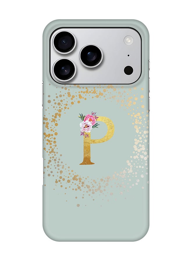 Stylizedd For iPhone 17 Pro,Case, [Compatible with MagSafe] Magnetic cover Slim fit Protection Matte, - Custom Monogram Floral - P  (Light Grey )