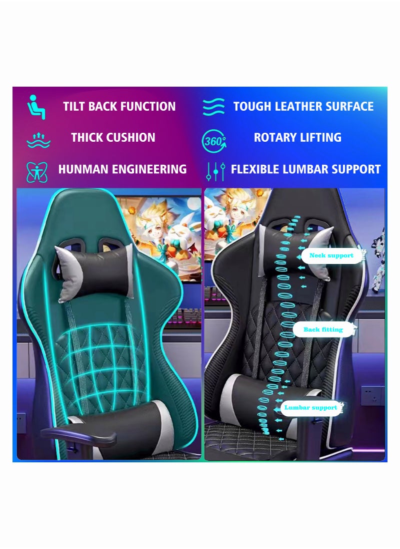 Chulovs Gaming Chair Office Chair With Footrest Racing Ergonomic Chair Leather Reclining Video Game Chair Adjustable Armrest High Back Gamer Chair With Headrest And Lumbar Support  - Image 4