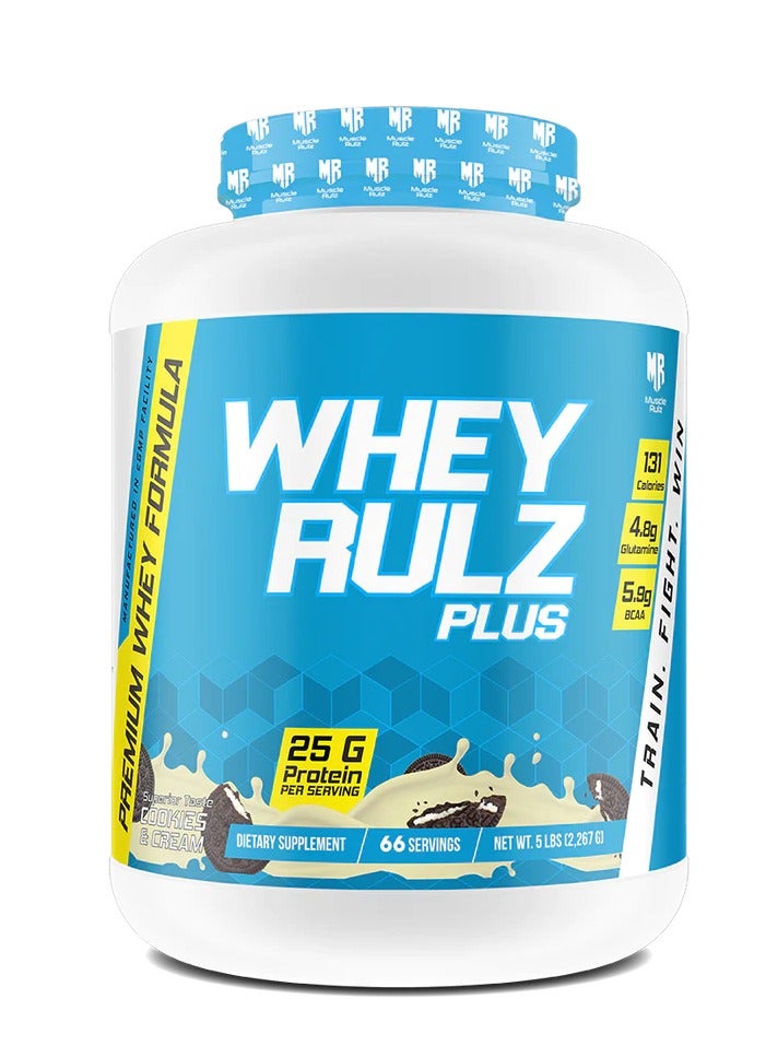 MUSCLE RULZ WHEY RULZ PLUS 5LBS/2.26KG COOKIES & CREAM