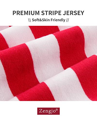 Zengjo Striped Long Sleeve Shirt Men(M,RED&White) - Image 5