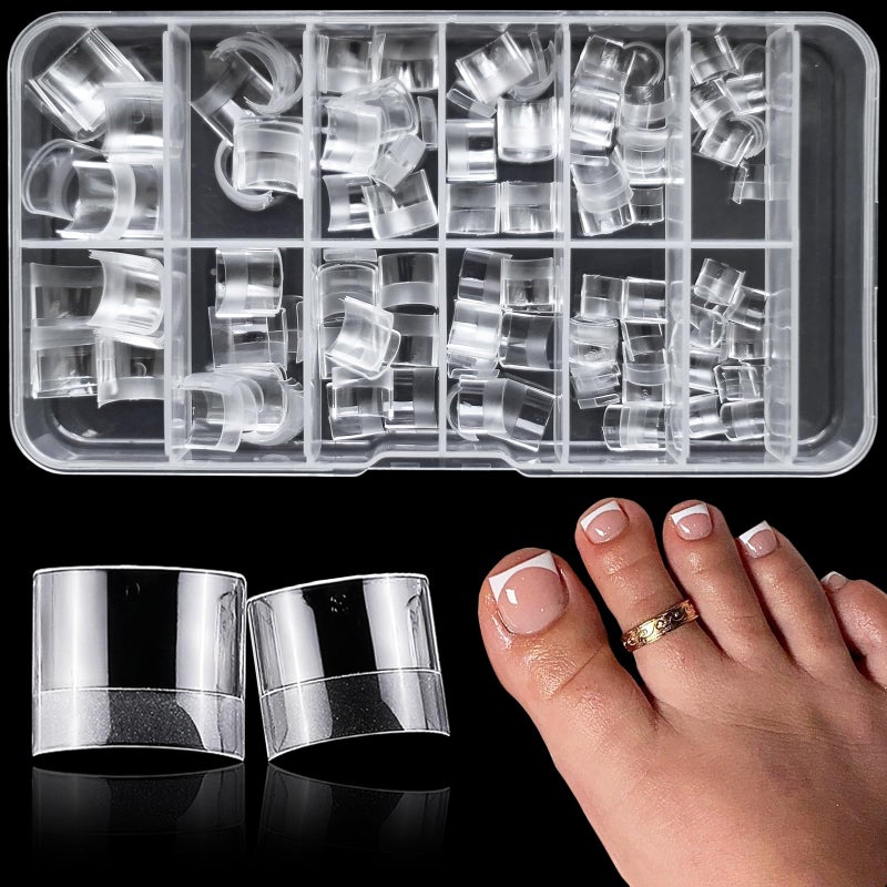 Lifextol 240pc Soft Gel Toe Nail Tips Short Fake Toenail Tips Square Fake Toe Nail Tips for Toes Press on Toenails, Clear False Toe Nail Press ons, 12 Sizes French Artificial Toe Tips Acrylic Nails - Image 1