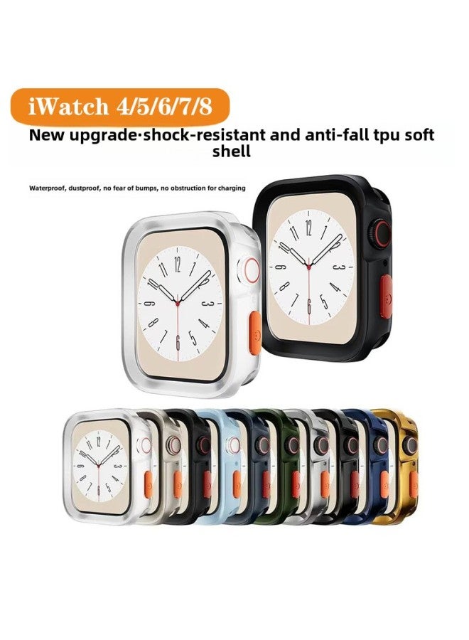 Suitable For Apple S10 Watch Case Applewatchs8 Protective Shell Electroplated Tpu Half Bag S9 Drop-resistant Silicone Soft Case-Color:Frosted -Overall Dimensions:44mm【opp Bag】  - Image 2