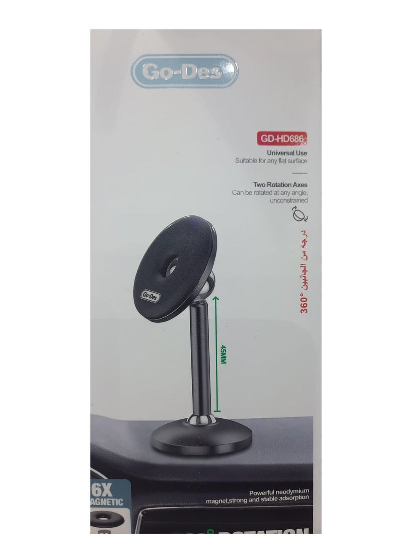 GO-DES - GO-DES GD-HD686 Magnetic Holder . Strong Magnetic Car Holder BLACK - Image 1