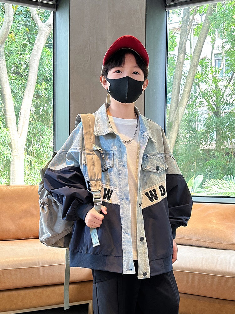 Boys' Autumn Denim Coat Large Boys Jacket Children'S Autumn Clothes Fashion - Image 2