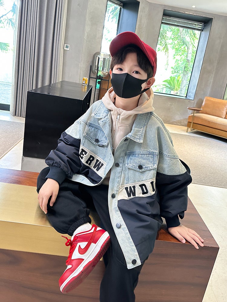 Boys' Autumn Denim Coat Large Boys Jacket Children'S Autumn Clothes Fashion - Image 3