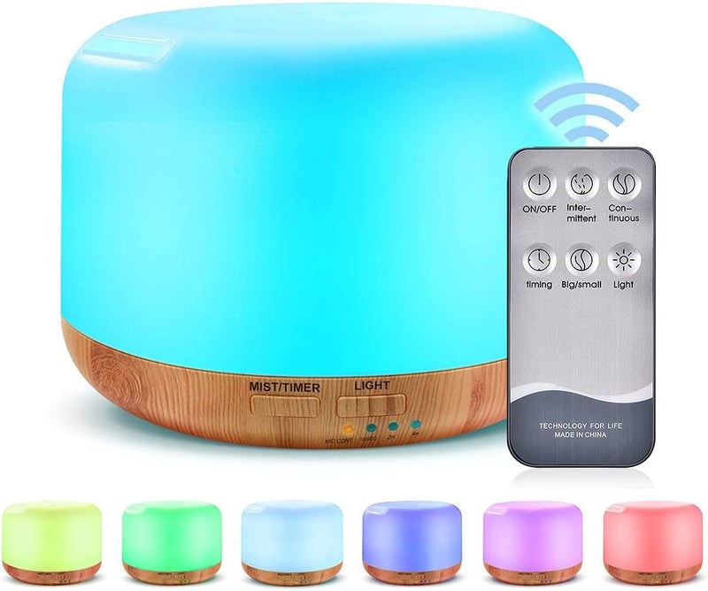 Marchred 300ML Essential Oil Diffuser, Remote Control Ultrasonic Aromatherapy Oil Diffusers Cool Mist Humidifier, Waterless Auto-Off and 7 LED Light Colors for Bedroom, Yoga, SPA, Baby - Image 1