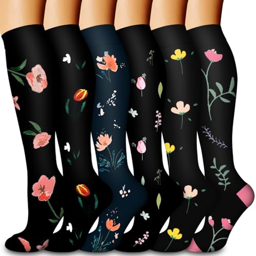 Laite Hebe Compression Socks for Women Men Circulation6 pairsGraduated Supports Socks for Running Athletic Sports - Image 1