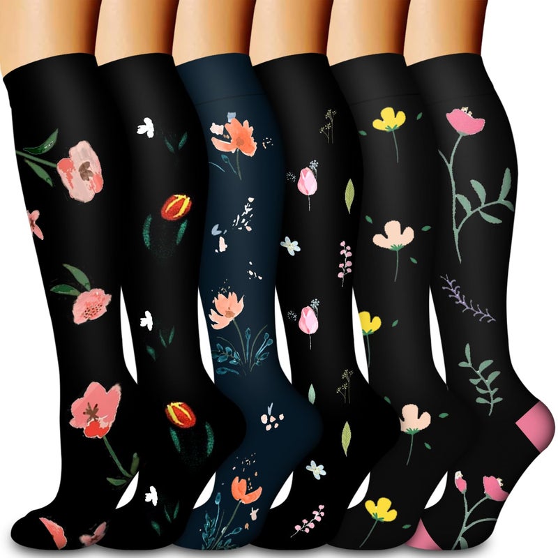 Laite Hebe Compression Socks for Women Men Circulation6 pairsGraduated Supports Socks for Running Athletic Sports - Image 2