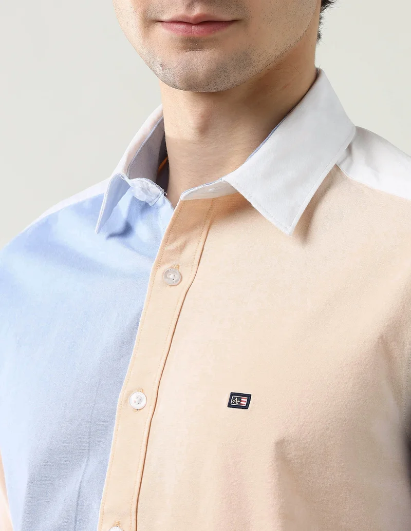 Arrow White Colorblocked Slim Fit Oxford Shirt for Men | Best Price UAE
