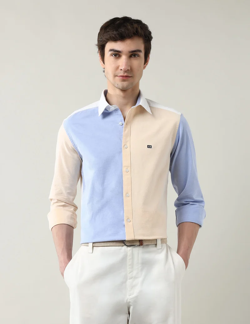 Colorblocked Slim Fit Oxford Shirt