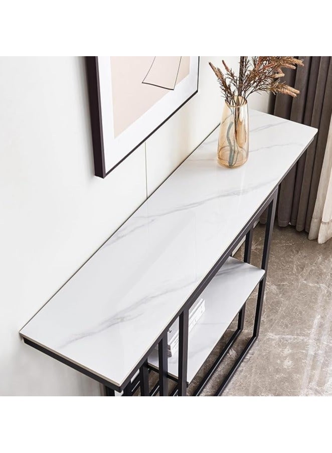 YINZUO Modern Marble Top Console Table with Metal Frame – Elegant Narrow Entryway Table for Hallway or Living Room Decor, 120 cm Length x 40 cm Width x 80 cm Height, Gold and Black Color  - Image 5