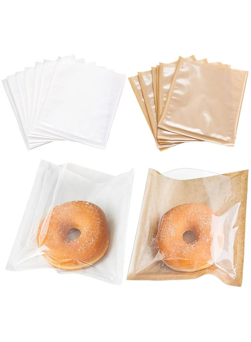 CMGTYYD 100 Pcs Heat-Sealable Bakery Bags, Cookie Bags, Translucent Candy Bags, Kraft Paper Food Bags for Cookie, Cake, Bread, Sandwich, Chocolate, Candy, Snack (7.1 * 7.5 in) - Image 1
