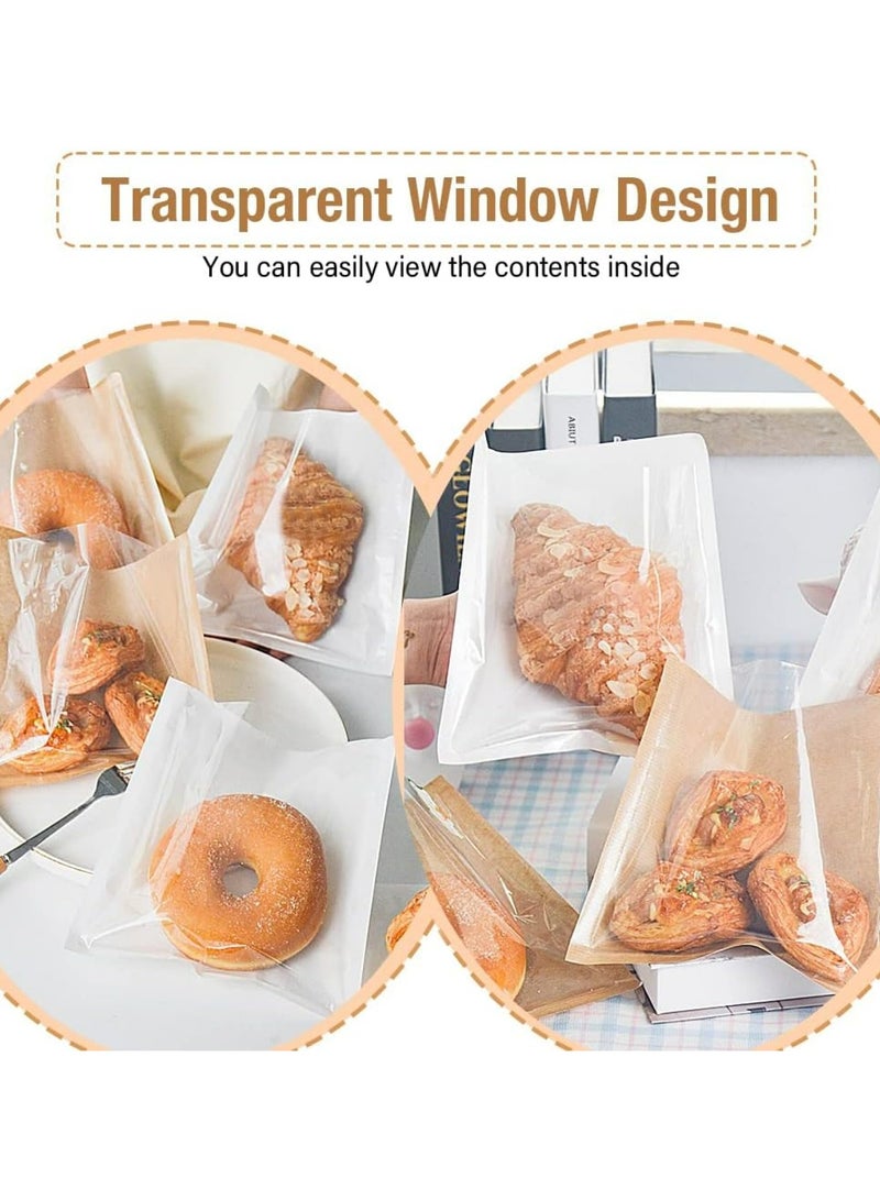 CMGTYYD 100 Pcs Heat-Sealable Bakery Bags, Cookie Bags, Translucent Candy Bags, Kraft Paper Food Bags for Cookie, Cake, Bread, Sandwich, Chocolate, Candy, Snack (7.1 * 7.5 in) - Image 3