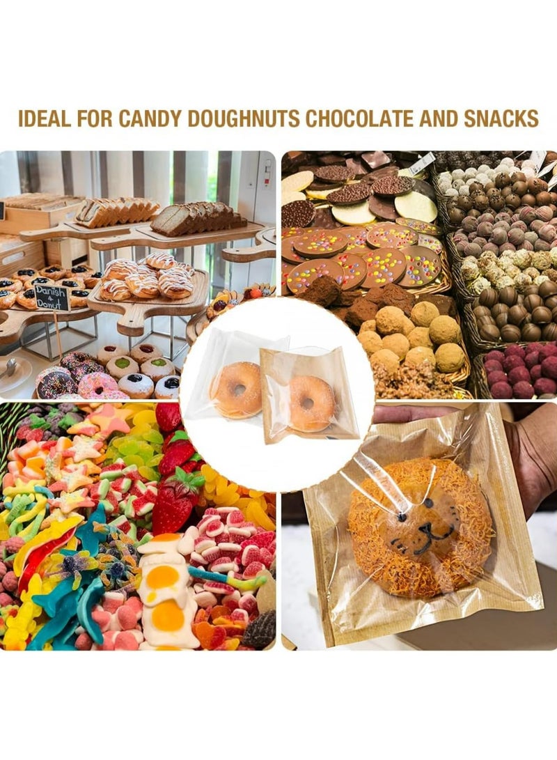 CMGTYYD 100 Pcs Heat-Sealable Bakery Bags, Cookie Bags, Translucent Candy Bags, Kraft Paper Food Bags for Cookie, Cake, Bread, Sandwich, Chocolate, Candy, Snack (7.1 * 7.5 in) - Image 4