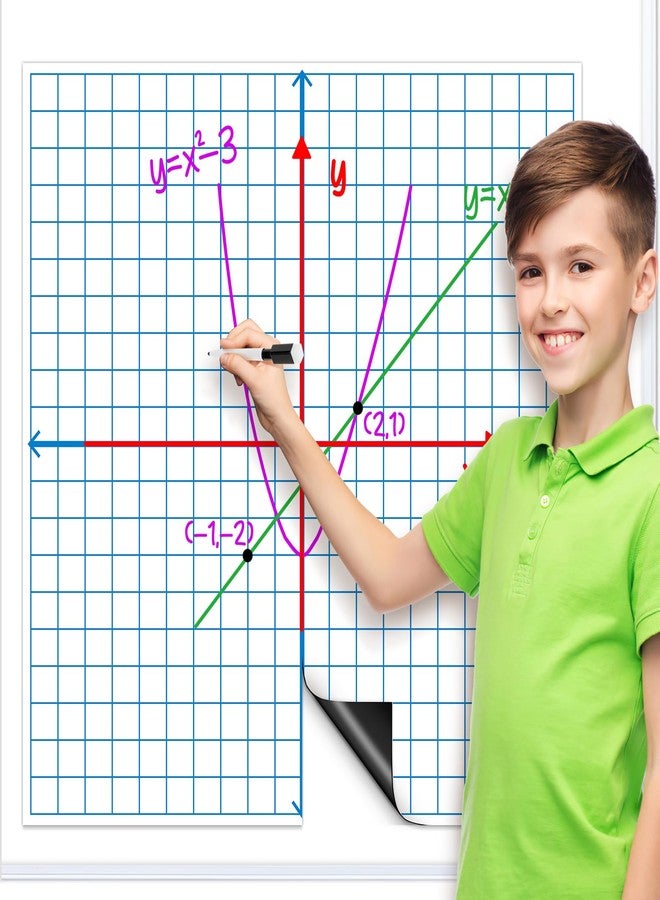 PraxiKidy Giant Magnetic XY Coordinate Graph Grid Paper,Dry Erase Chart Paper for Whiteboard Homeschool Teacher Must Haves,Math Classroom Teaching Supplies Math Manipulatives - Image 1