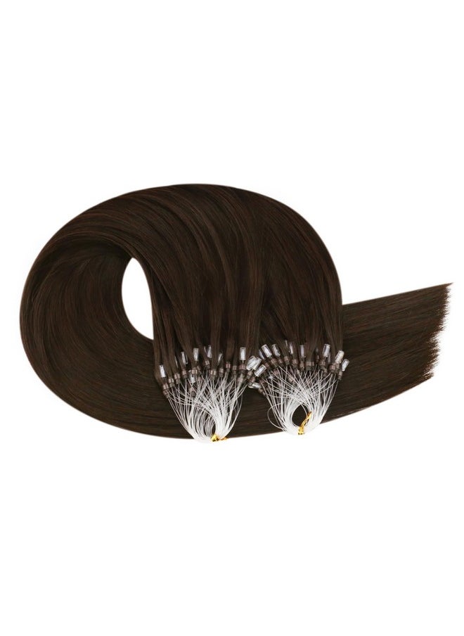 Ugeat - Micro Ring Hair Extensions Brown Microbead Hair Extensions Real Human Hair 22 Inch Dark Brown Micro Loop Hair Extension Real Human Hair For Women Micro Link Extensions 50S - Image 1