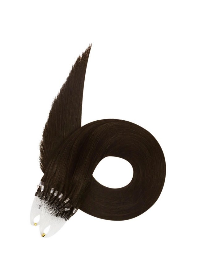 Ugeat - Micro Ring Hair Extensions Brown Microbead Hair Extensions Real Human Hair 22 Inch Dark Brown Micro Loop Hair Extension Real Human Hair For Women Micro Link Extensions 50S - Image 1