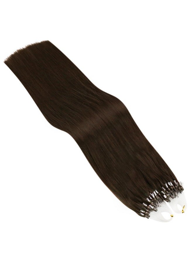 Ugeat - Micro Ring Hair Extensions Brown Microbead Hair Extensions Real Human Hair 22 Inch Dark Brown Micro Loop Hair Extension Real Human Hair For Women Micro Link Extensions 50S - Image 1