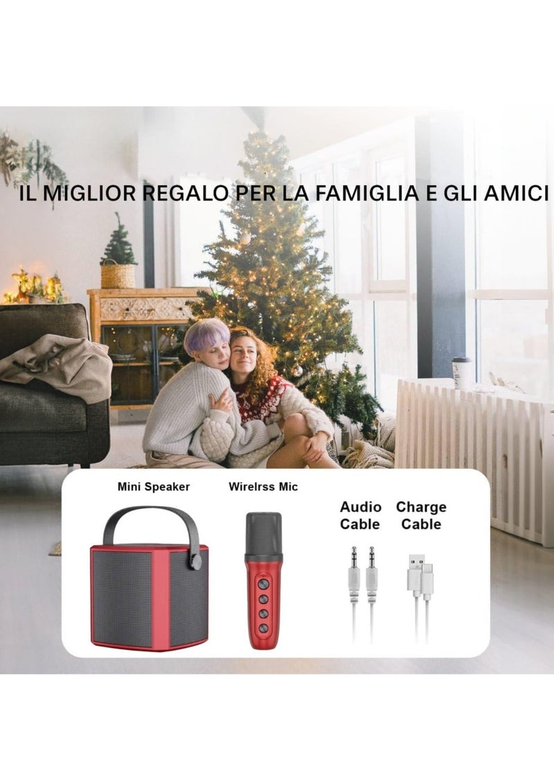 ELTRAZONE - Portable Bluetooth Karaoke Speaker with Rechargeable Wireless Microphone, Type-C Charging, Multiple Voice Modes, TF Card Support – Red, Perfect for Parties, Karaoke, and Home Entertainment - Image 1