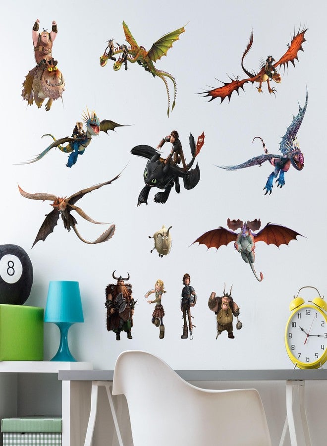 WALL PALZ How to Train Your Dragon Wall Decals - Set of 13 Removable Vinyl Stickers for Kids Bedroom Playroom Bathroom - Peel and Stick Room Décor - Image 1