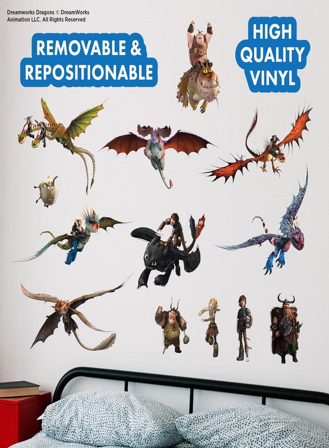 WALL PALZ How to Train Your Dragon Wall Decals - Set of 13 Removable Vinyl Stickers for Kids Bedroom Playroom Bathroom - Peel and Stick Room Décor - Image 2