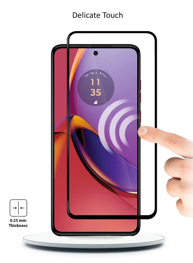 Wtech Motorola Moto G84 5G 2023 Premium E2E Full Glue Full Cover Tempered Glass Screen Protector (MSGECN) - Clear/Black - Image 4