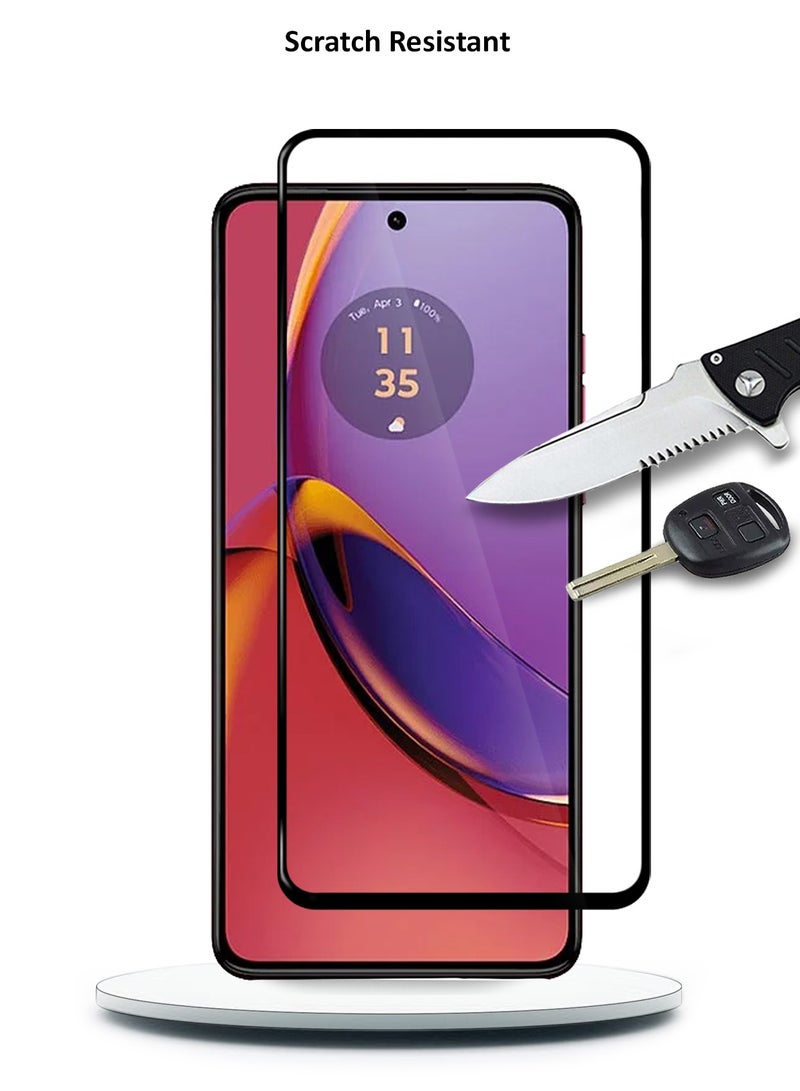 Wtech Motorola Moto G84 5G 2023 Premium E2E Full Glue Full Cover Tempered Glass Screen Protector (MSGECN) - Clear/Black - Image 5