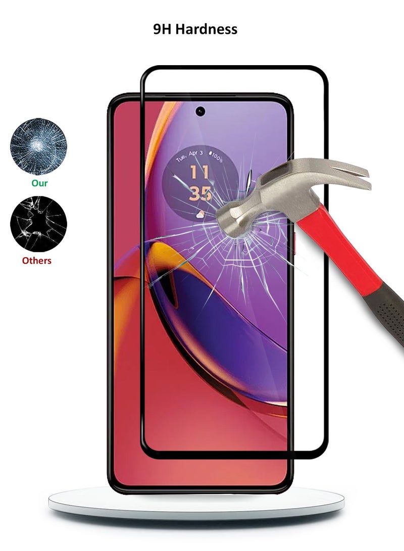 Wtech Motorola Moto G84 5G 2023 Premium E2E Full Glue Full Cover Tempered Glass Screen Protector (MSGECN) - Clear/Black - Image 3