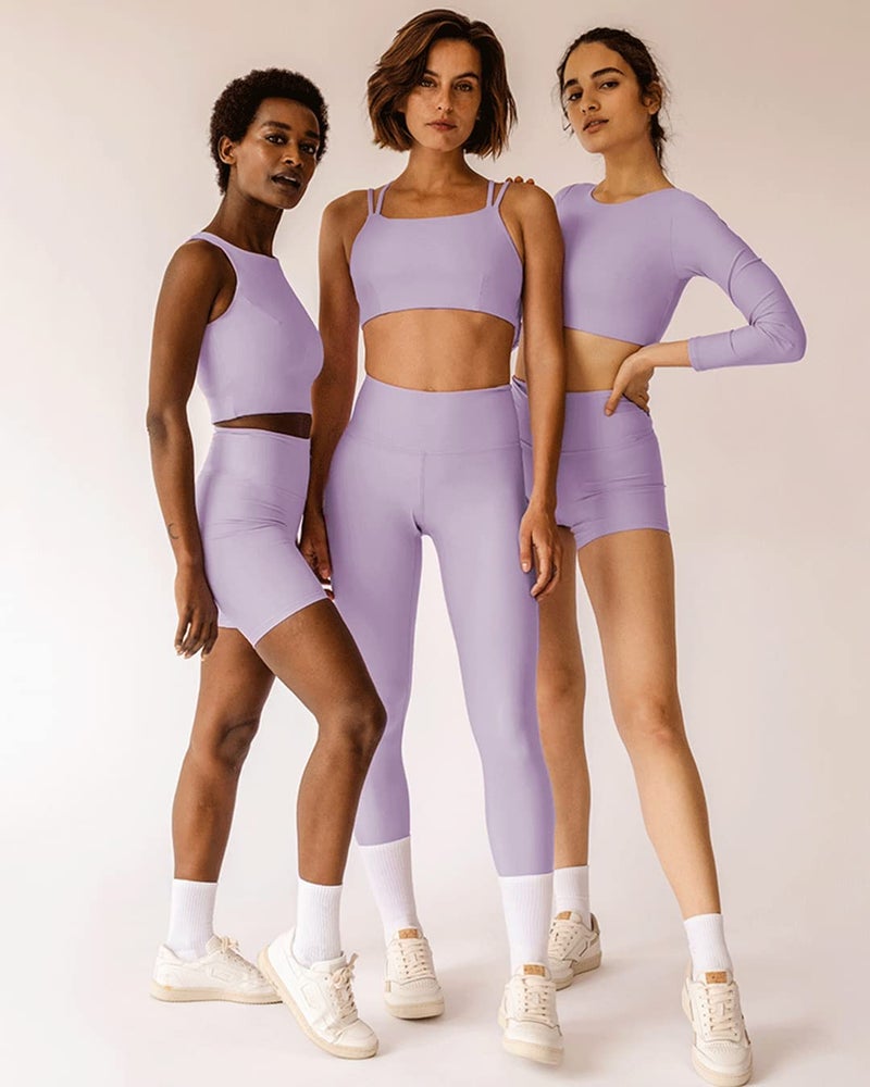 FULLSOFT High Waisted Biker Shorts for Women-5" Tummy Control Fitness Athletic Workout Running Yoga Gym Soft Shorts (Light Purple,Large-X-Large) - Image 3