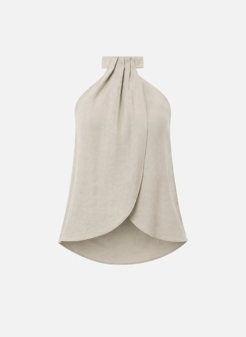 Lichi  Draped textured top with halter neck for Women | Best Price UAE
