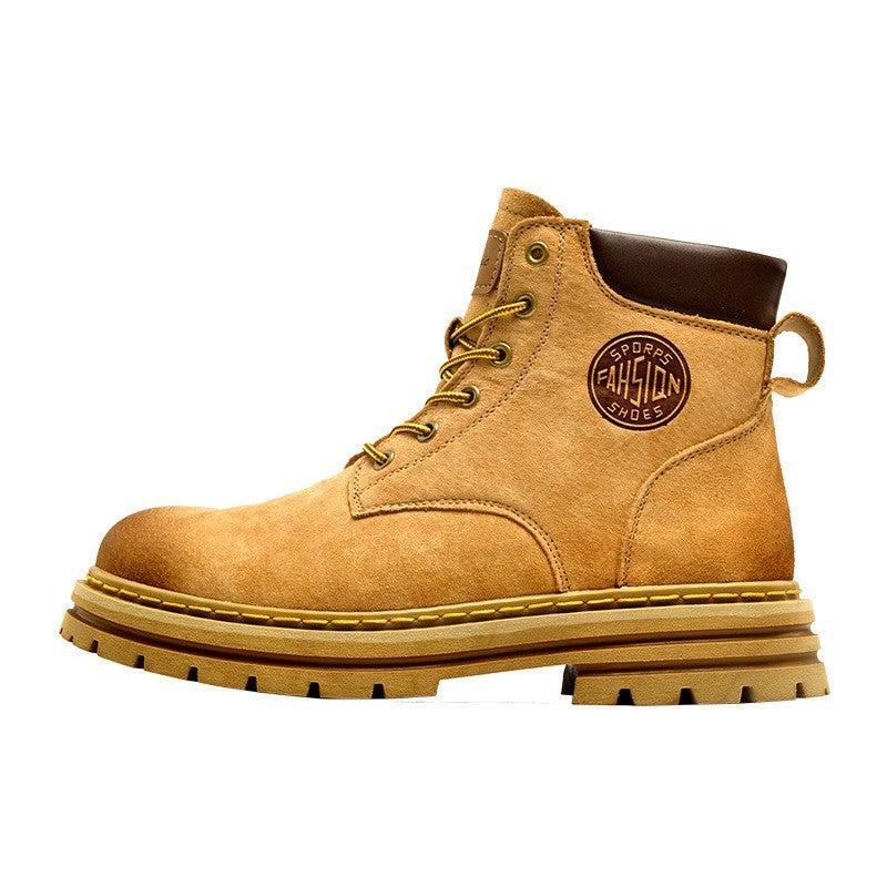 Men'S Genuine Leather Martin Boots With Hidden Height Increase, Durable Work Shoes For Men And Women, Mid-Top Thick-Soled Outdoor Shoes, Genuine Leather, Putian - Image 5
