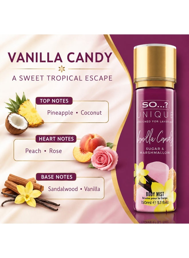 So..? SO…? Unique Vanilla Candy Body Mist for Women, Vegan Perfume Fragrance Spray with Pineapple, Coconut, Peach, Rose, Sandalwood & Vanilla, 150ml, Pack of 3 - Image 2