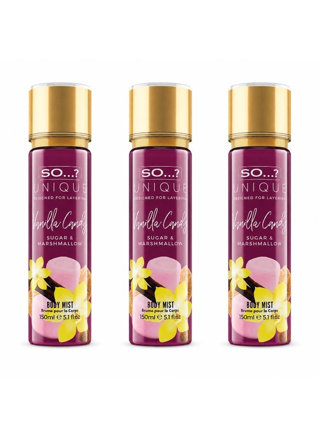 So..? SO…? Unique Vanilla Candy Body Mist for Women, Vegan Perfume Fragrance Spray with Pineapple, Coconut, Peach, Rose, Sandalwood & Vanilla, 150ml, Pack of 3 - Image 1