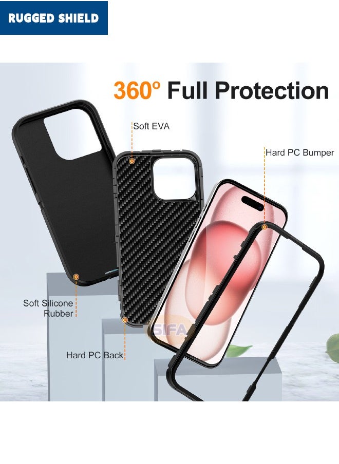 RUGGED SHIELD - iPhone 16 Pro Max Case, Durable Shockproof 3-Layer Heavy Duty Phone Case, [Military Grade Protective][Shockproof] [Drop-Proof] [Dust-Proof], Case Cover for Apple iPhone 16 Pro Max 2024 (Black) - Image 1