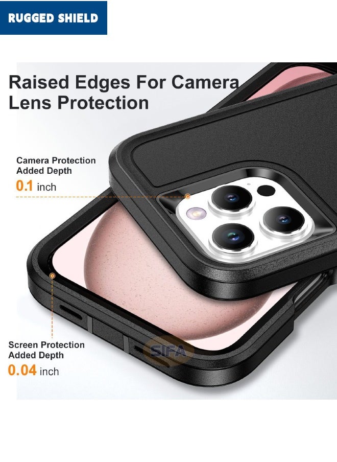 RUGGED SHIELD - iPhone 16 Pro Max Case, Durable Shockproof 3-Layer Heavy Duty Phone Case, [Military Grade Protective][Shockproof] [Drop-Proof] [Dust-Proof], Case Cover for Apple iPhone 16 Pro Max 2024 (Black) - Image 1