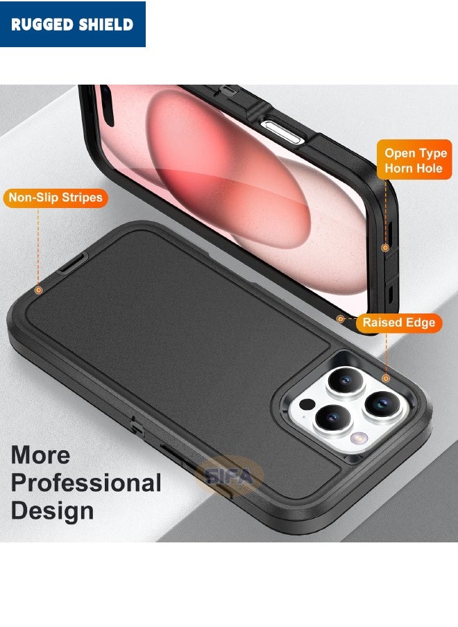 RUGGED SHIELD - iPhone 16 Pro Max Case, Durable Shockproof 3-Layer Heavy Duty Phone Case, [Military Grade Protective][Shockproof] [Drop-Proof] [Dust-Proof], Case Cover for Apple iPhone 16 Pro Max 2024 (Black) - Image 1