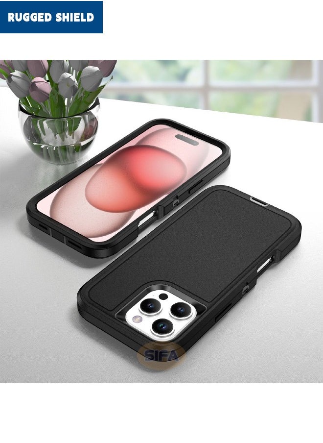 RUGGED SHIELD - iPhone 16 Pro Max Case, Durable Shockproof 3-Layer Heavy Duty Phone Case, [Military Grade Protective][Shockproof] [Drop-Proof] [Dust-Proof], Case Cover for Apple iPhone 16 Pro Max 2024 (Black) - Image 1