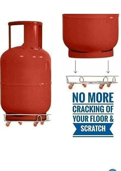Q13® Stainless Steel Cylinder Trolley with Wheels | Gas Trolly - Lpg Cylinder Stand, Kitchen Gas Trolly (Pack Off 2) (2 pcs Cylinder Trolly) - Image 2