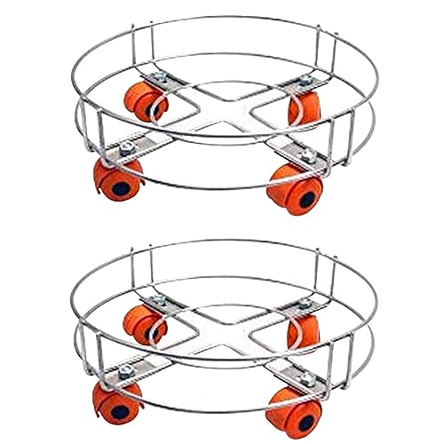 Q13® Stainless Steel Cylinder Trolley with Wheels | Gas Trolly - Lpg Cylinder Stand, Kitchen Gas Trolly (Pack Off 2) (2 pcs Cylinder Trolly) - Image 1