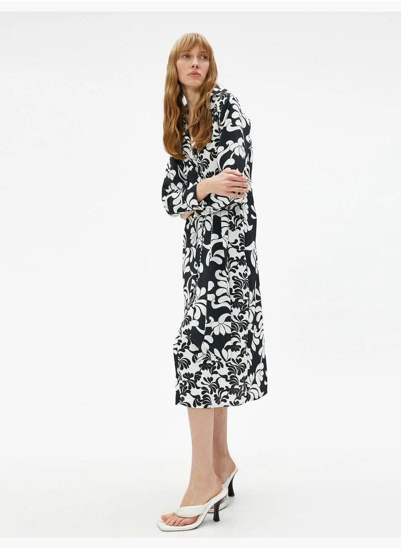 KOTON Floral Midi Shirt Dress