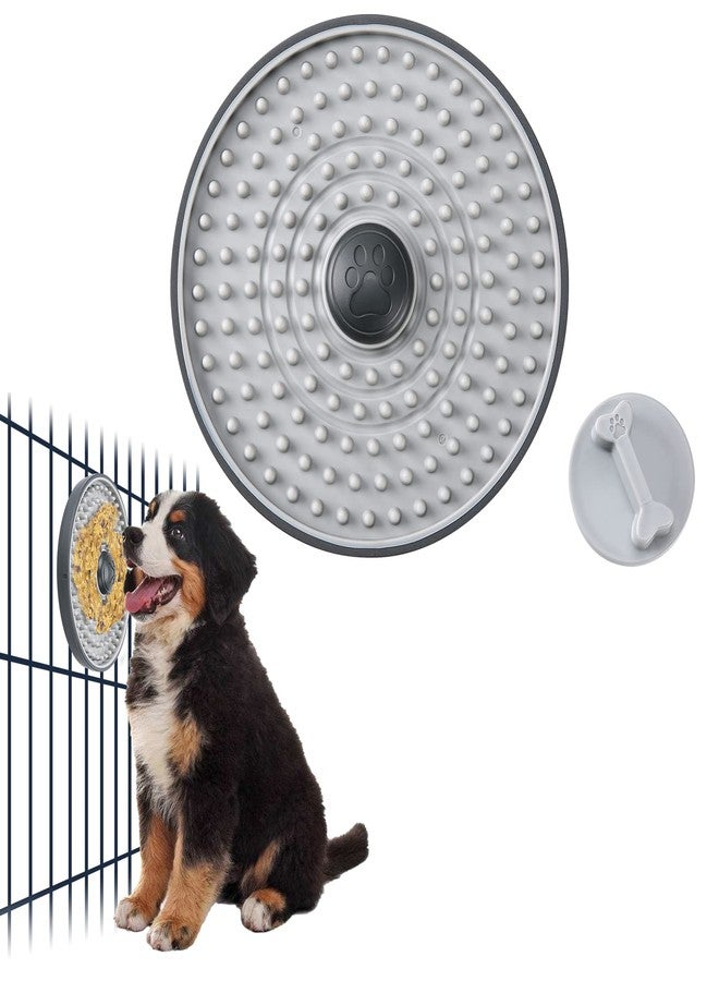 Avont Lick Mat for Dogs Cats, Cat Dog Crate Lick Mat Slow Feeder for Wet Food, Peanut Butter Lick Pad, Soothing Calming Licking Mat for Kennel Crate Training Grooming -Grey - Image 1