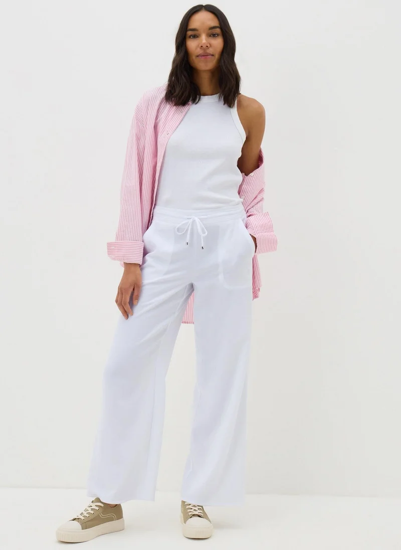 Matalan White Wide Leg Drawstring Trousers