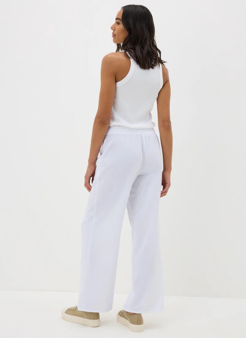 Matalan White Wide Leg Drawstring Trousers