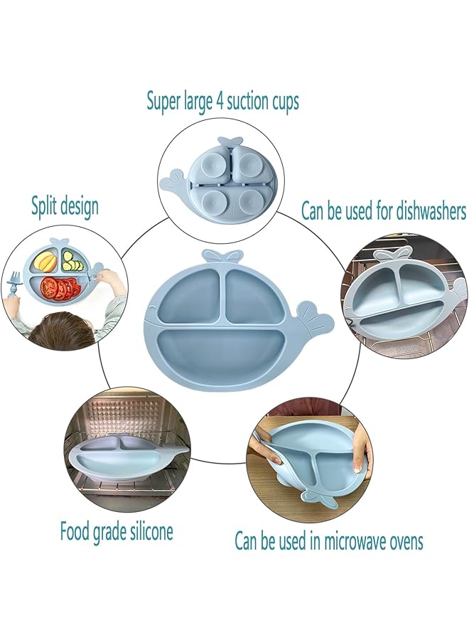 LINJIE Baby Feeding Set 7 Piece Weaning And Feeding Set For Infants And Toddlers Suction Cups And Bowls For Infants And Toddlers With Adjustable Soft Silicone Bibs And Spoons/Forks/Cups - Image 3