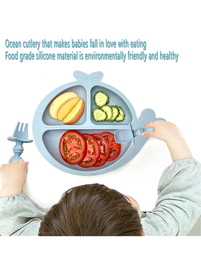 LINJIE Baby Feeding Set 7 Piece Weaning And Feeding Set For Infants And Toddlers Suction Cups And Bowls For Infants And Toddlers With Adjustable Soft Silicone Bibs And Spoons/Forks/Cups - Image 2