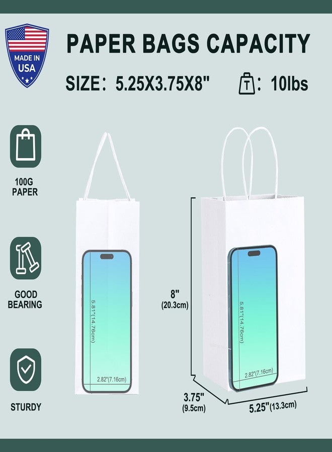 METRONIC White Paper Gift Bags 20Pcs 5.25x3.75x8 Inch, Kraft Paper Bags with Handles, Small Heavy Duty Bulk Gift Bag for Birthday Party Favors Shopping Retail Business - Image 2